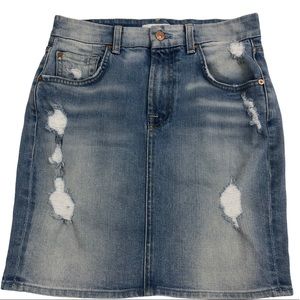 7 For All Mankind Ripped/Distressed Denim Skirt